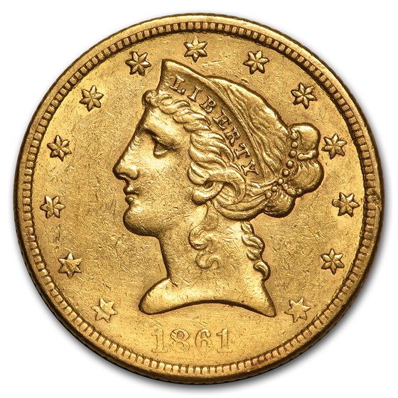 1839-1866 $5 Liberty Gold Half Eagle No Motto Type (Cleaned) 1839-1866 $5 Liberty Gold Half Eagle No Motto Type (Cleaned)